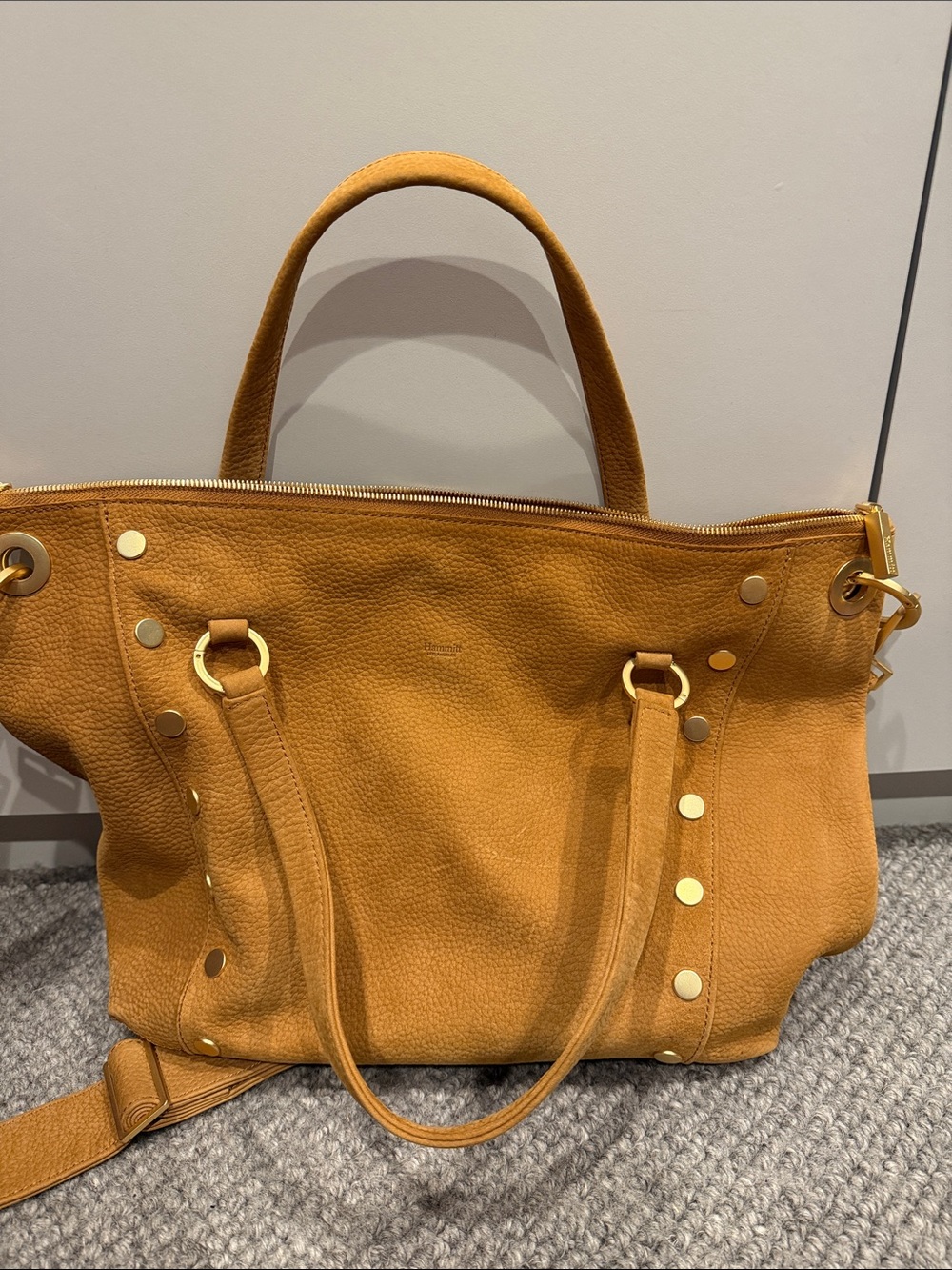 Hammitt Daniel tan Leather Large Shoulder Bag with Gold Hardware